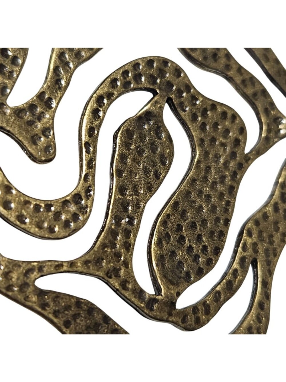 Antiqued Gold Tone Abstract Swirl Pendant Openwork Textured Boho Medallion - Picture 2 of 4